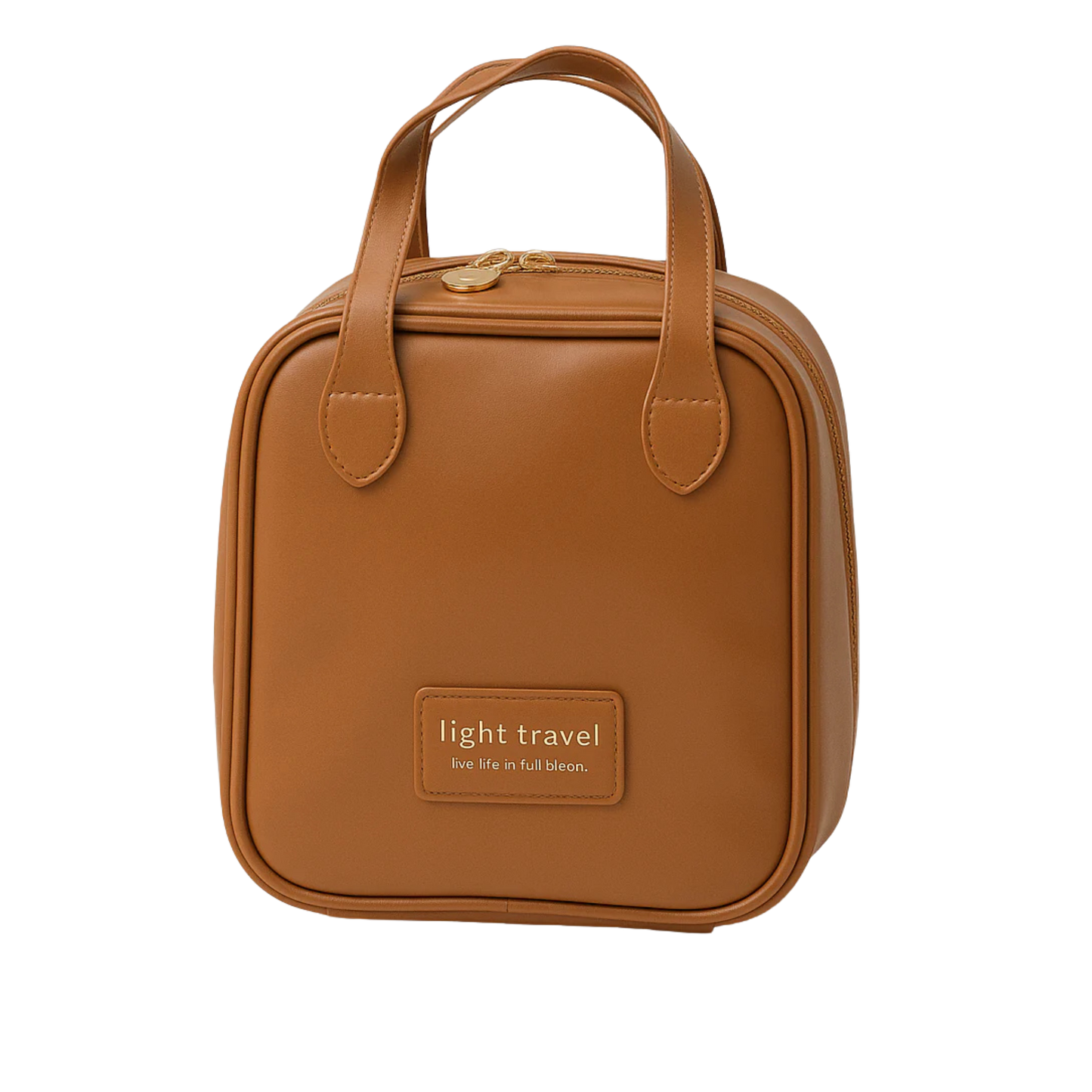 Cosmetiquera de mano compacta café con acabado elegante – Light Travel