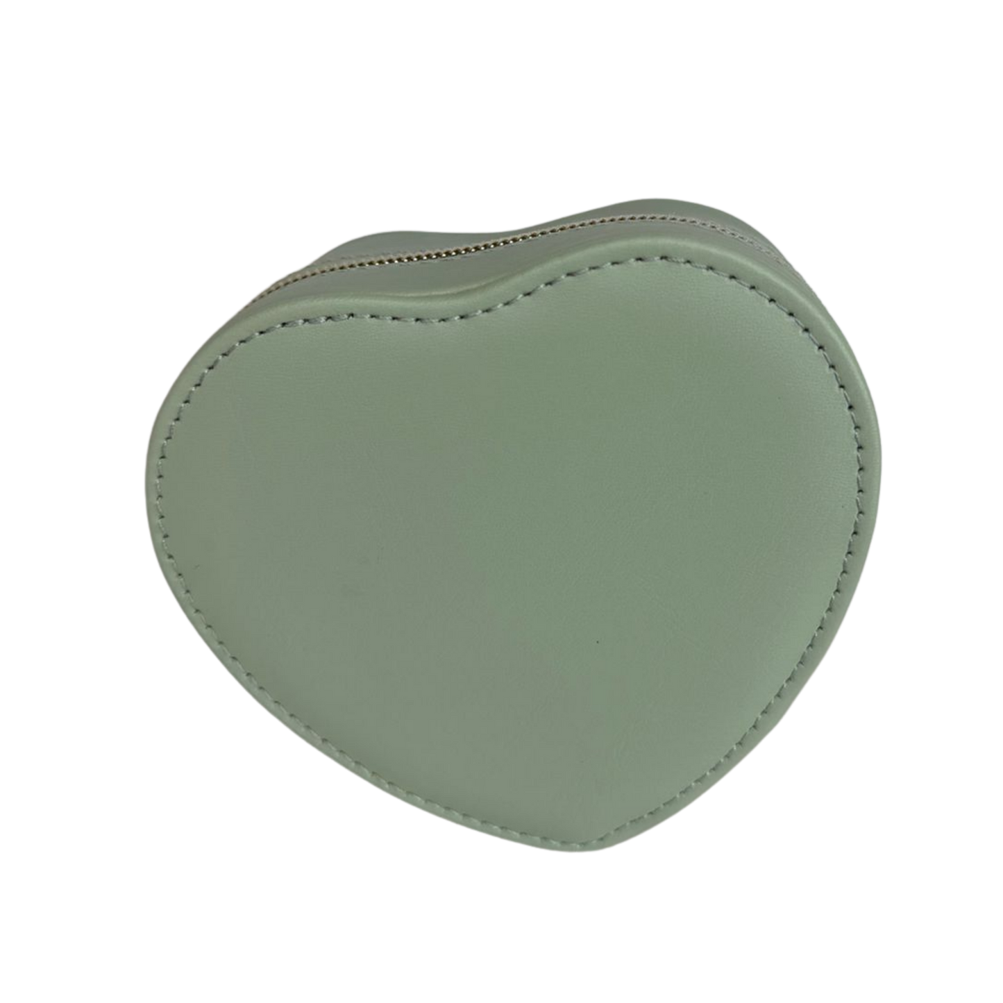 Estuche organizador para joyas en forma de corazon tono verde menta elegante