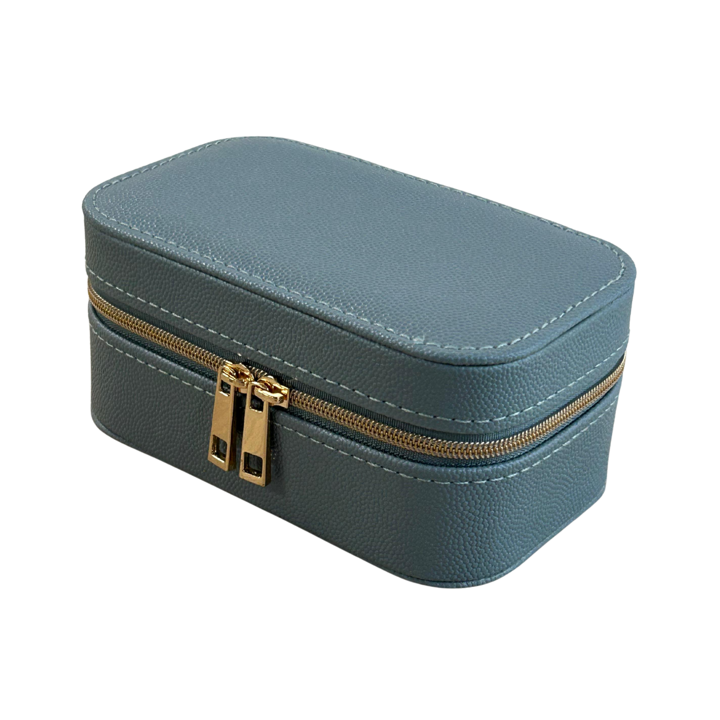 Estuche organizador para joyas en blanco con cierre gris estilo elegante