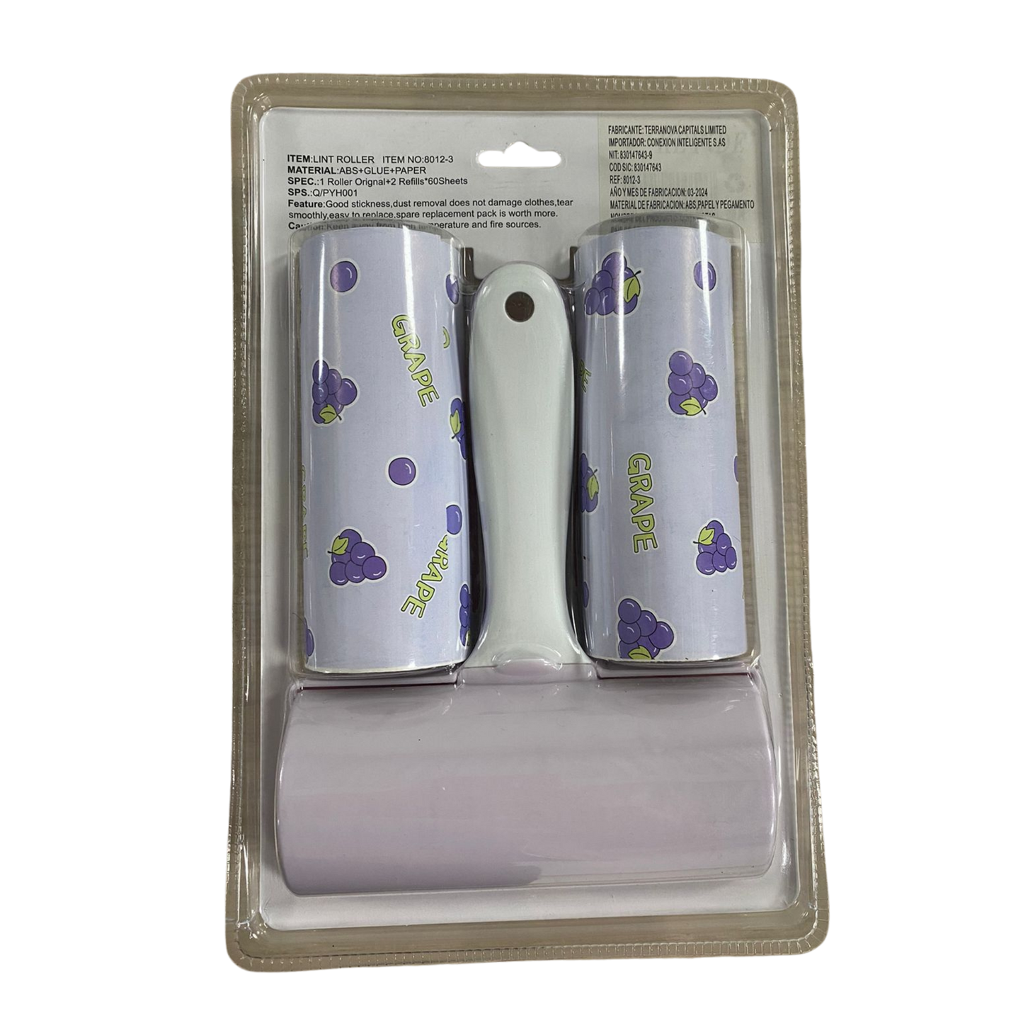Rodillo quitapelusas morado con mango ergonómico y 2 repuestos – Keyide