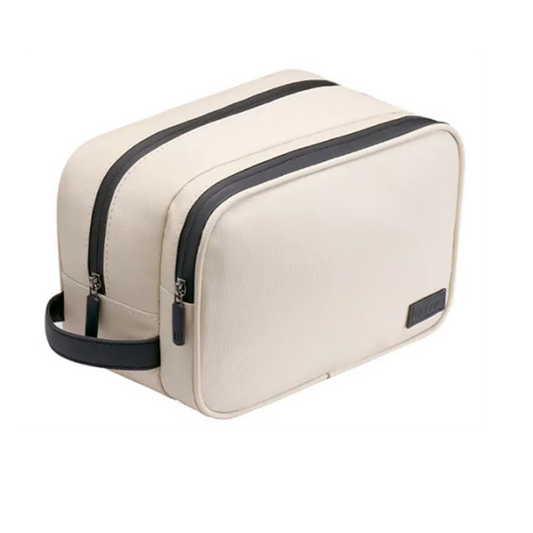 Neceser rectangular ejecutivo en tono beige con doble compartimiento – Unisex