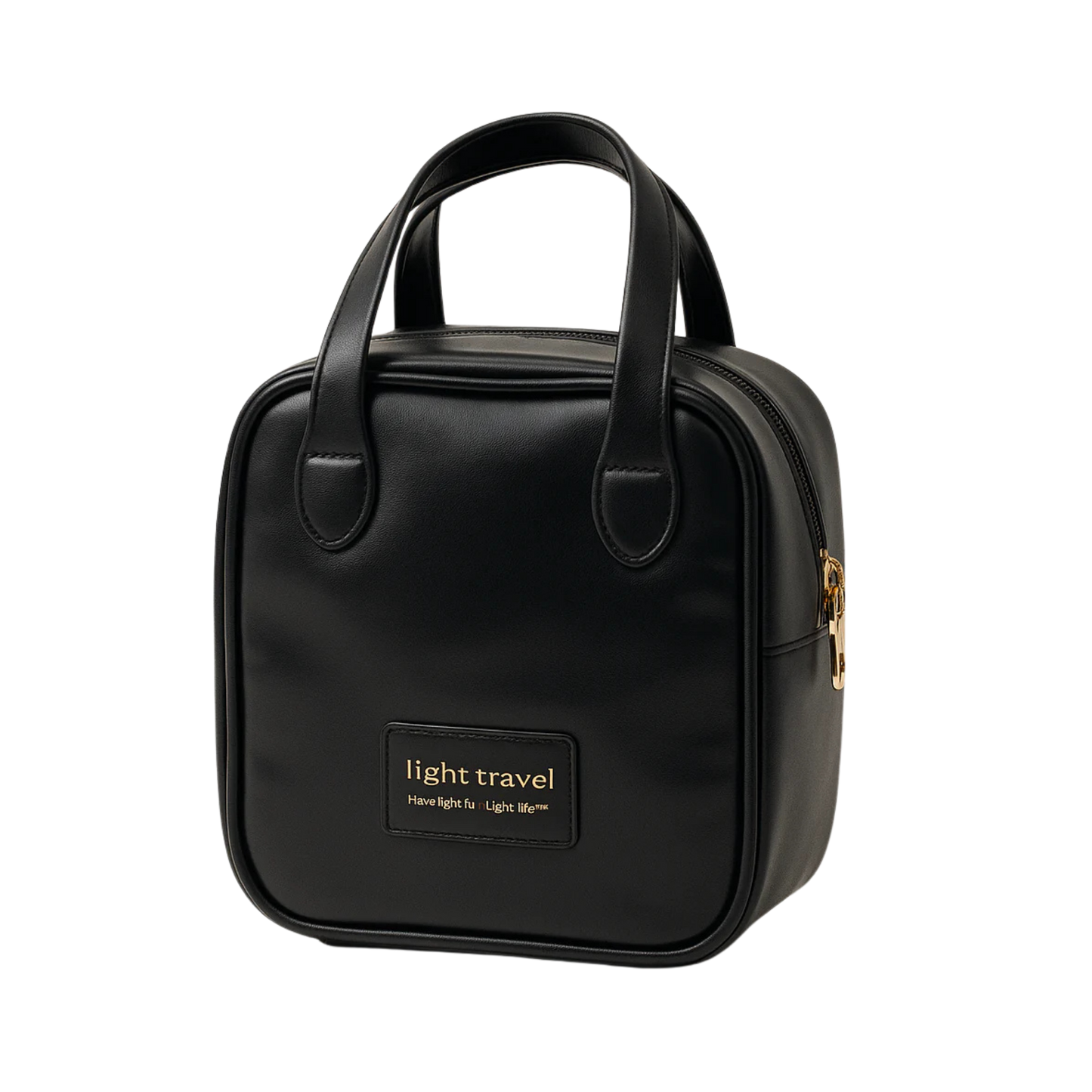 Cosmetiquera de mano compacta negra con acabado elegante – Light Travel