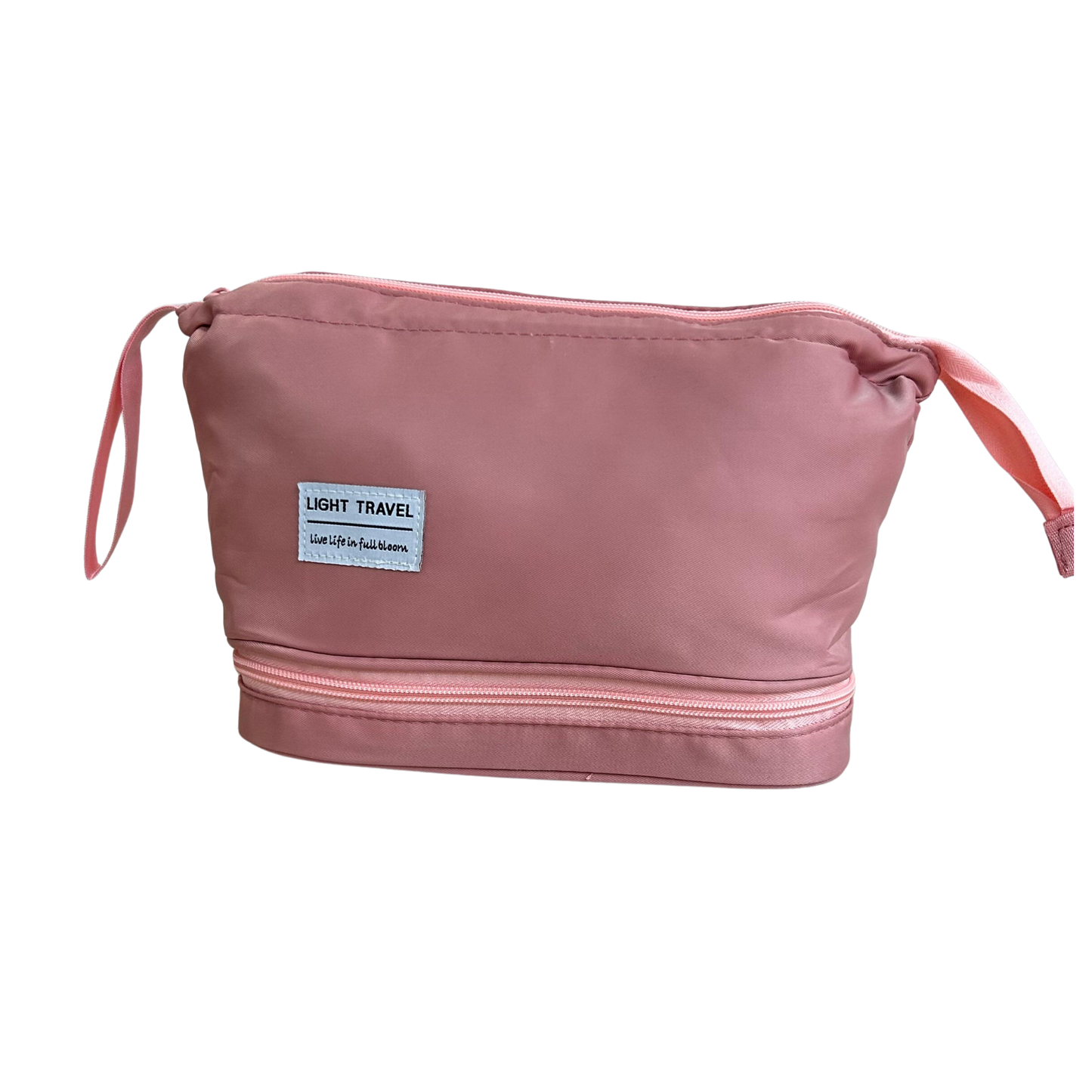 Neceser de viaje con doble compartimento color rosado – Light Travel