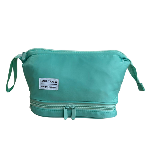 Neceser de viaje con doble compartimento color verde menta – Light Travel