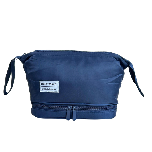 Neceser de viaje con doble compartimento color azul – Light Travel