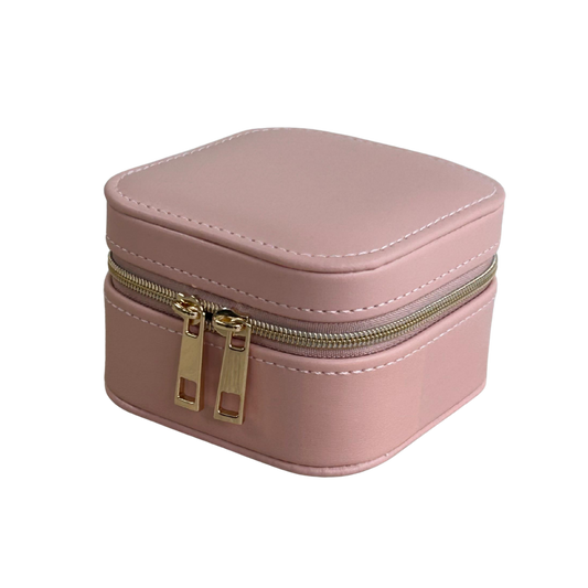 Estuche organizador portátil para joyas color rosa pequeño