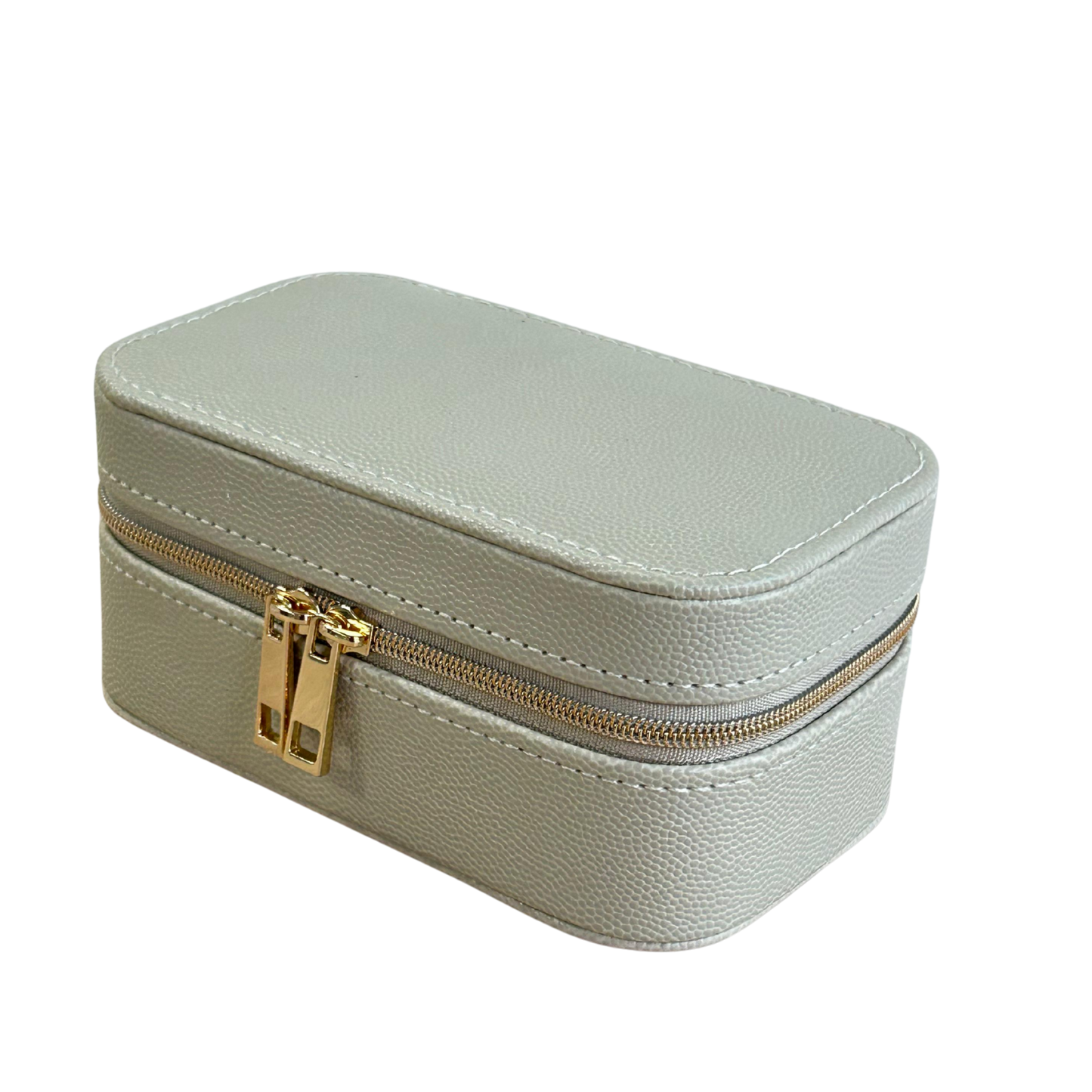 Estuche organizador compacto mediano para joyas en tono dorado cierre metálico