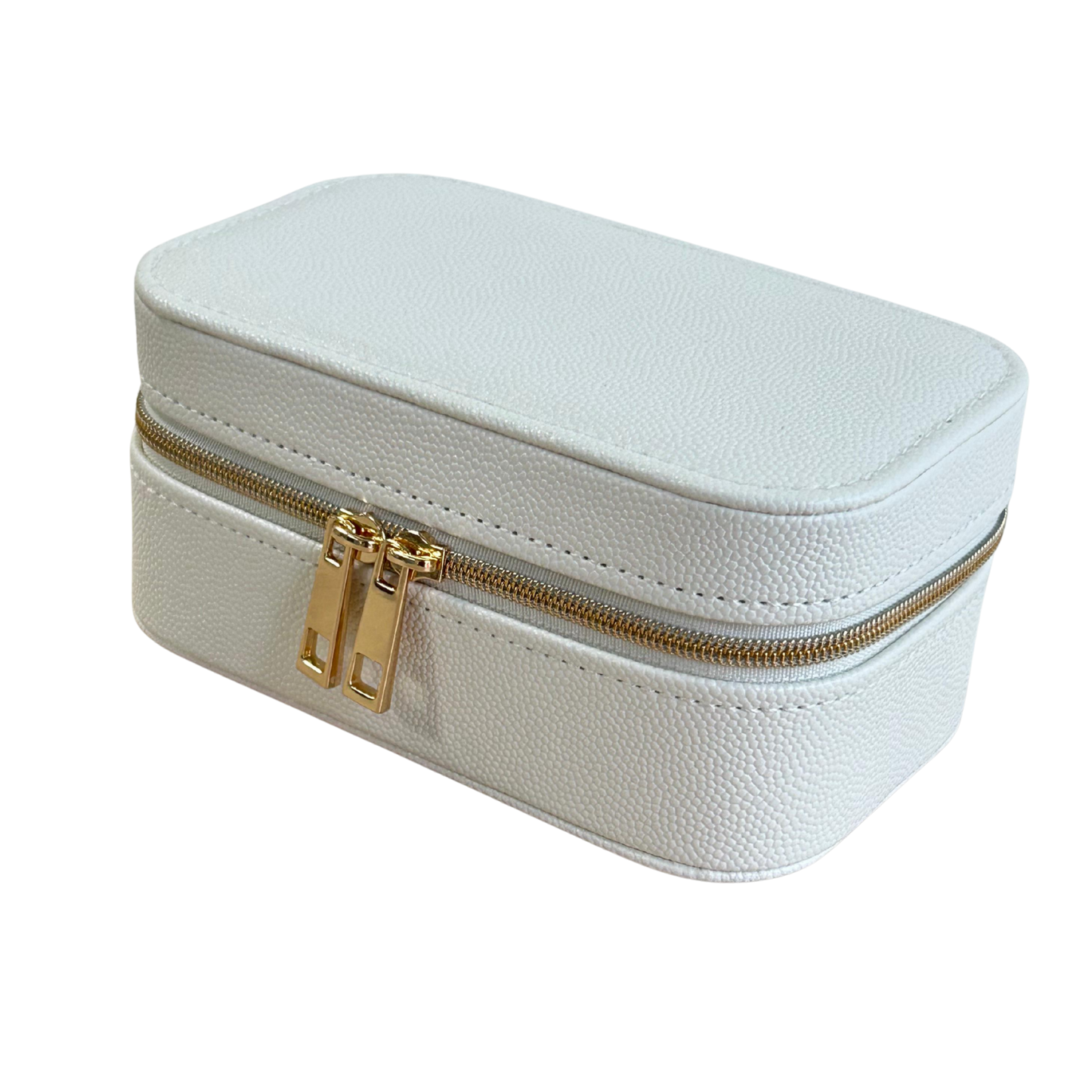 Estuche organizador para joyas en blanco con cierre blanco estilo elegante