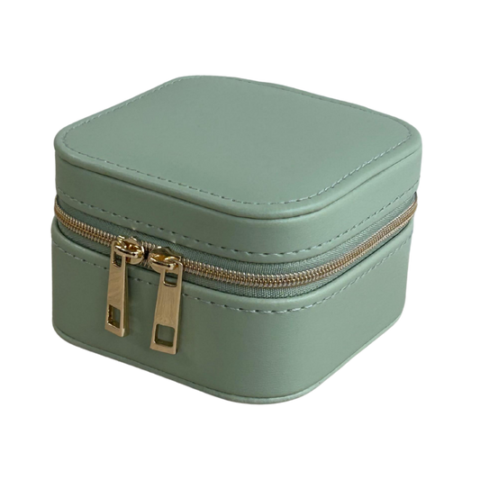 Estuche organizador portátil para joyas color verde menta pequeño