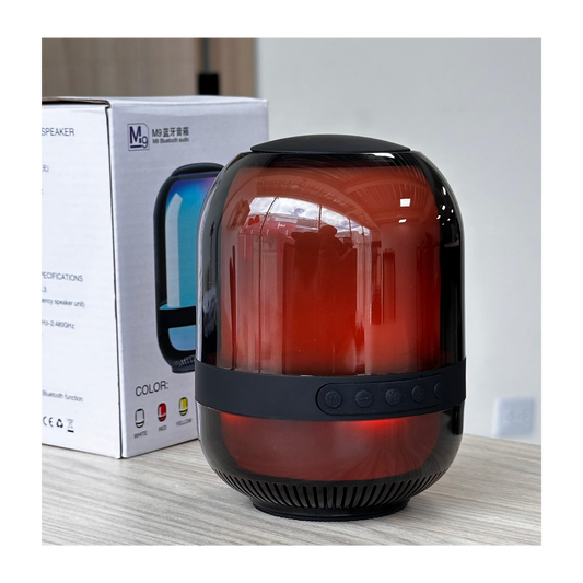 Parlante Bluetooth M9 con luz ambiental LED y diseño cilíndrico colores