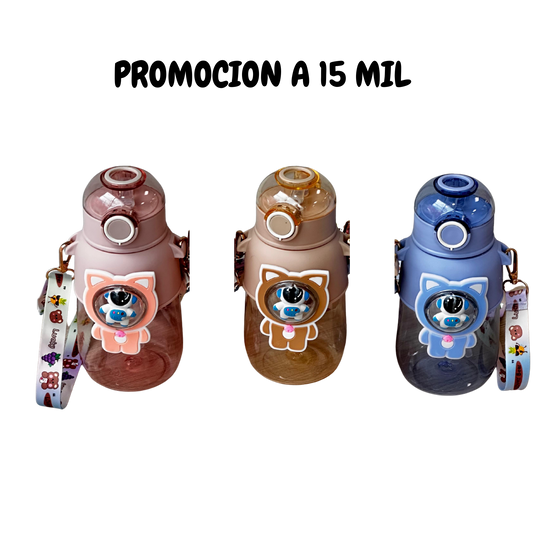 Termo infantil con diseño de gatito y correa ajustable – 500 ml