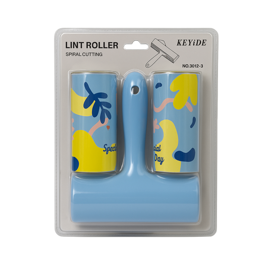 Rodillo quitapelusas azul  con mango ergonómico y 2 repuestos – Keyide