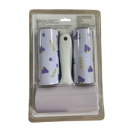 Rodillo quitapelusas morado con mango ergonómico y 2 repuestos – Keyide