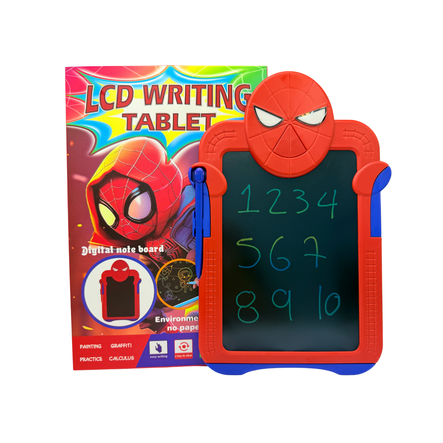 Tableta digital LCD para dibujo y escritura con diseño de spyder man roja azul