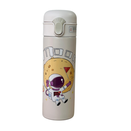 Termo portátil blanco con diseño astronáutico infantil – Moon