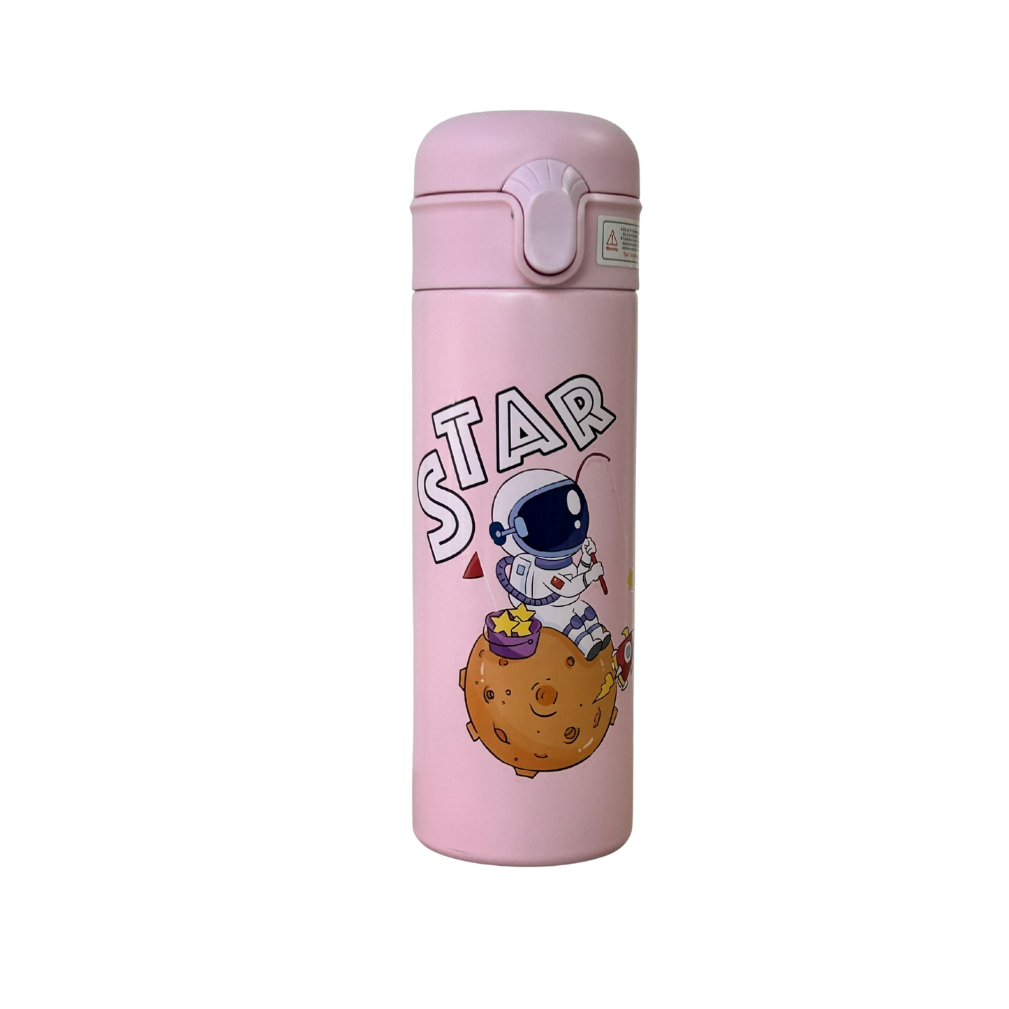 Termo portátil rosa con diseño astronáutico infantil – Star