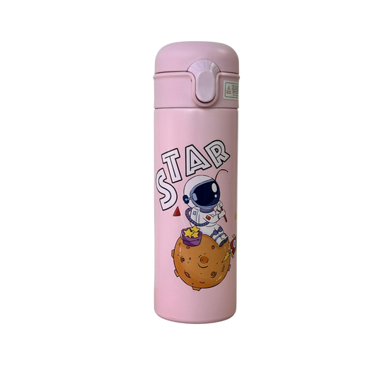 Termo portátil rosa con diseño astronáutico infantil – Star