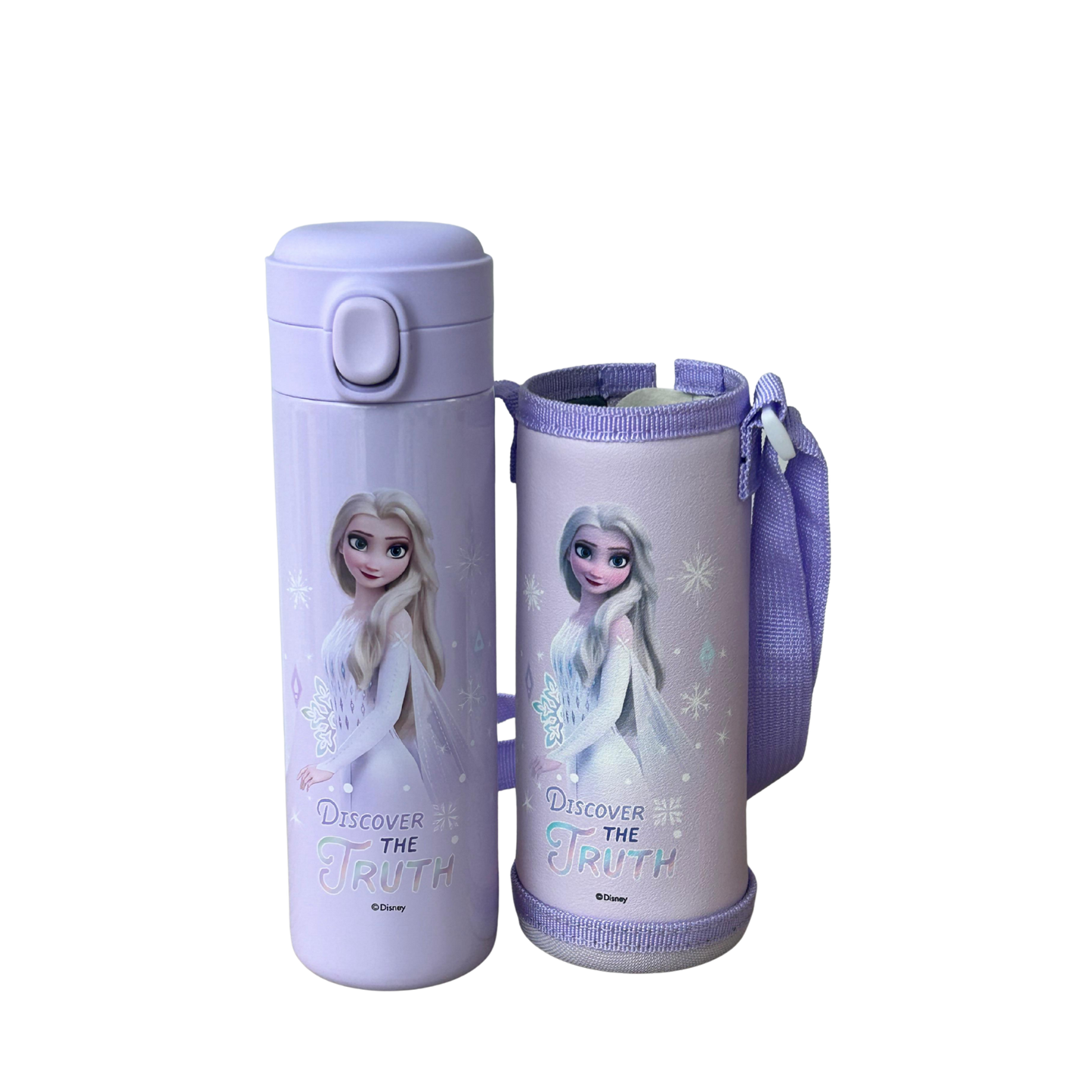 Termo portatil morado con funda con diseño de frozen  – Disney