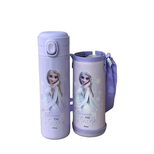 Termo portatil morado con funda con diseño de frozen  – Disney