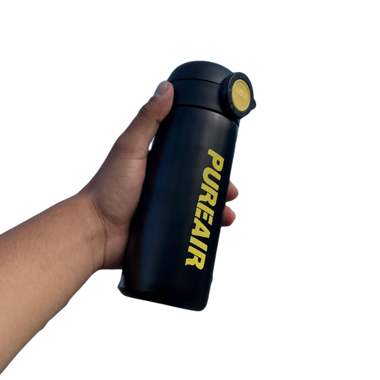 Termo portátil PureAir color negro con tapa de seguridad