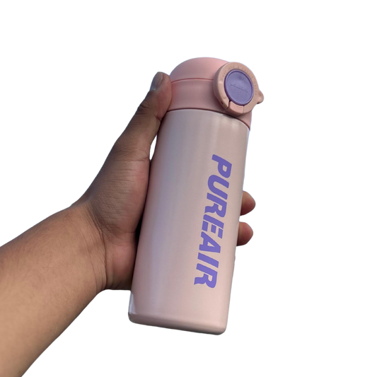 Termo portátil PureAir color rosado con tapa de seguridad