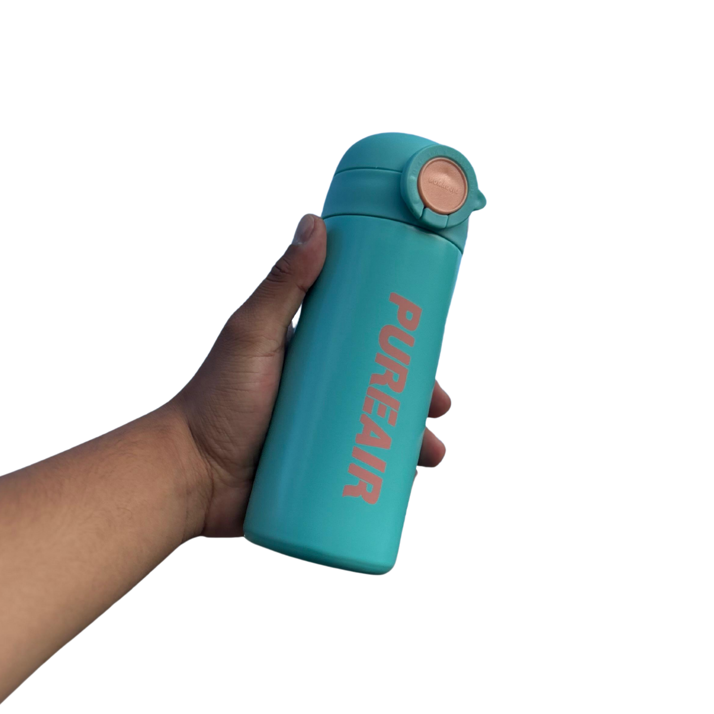 Termo portátil PureAir color turquesa con tapa de seguridad